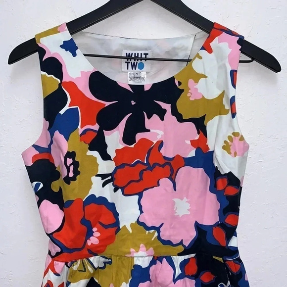 Anthropologie Whit Two Petalprint Cross-Back Dress Multi Tiki Floral Size 4 - Picture 3 of 10